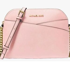 Michael Kors Jet Set Travel Medium Dome Leather Crossbody Powder Blush NEW🎀NWT